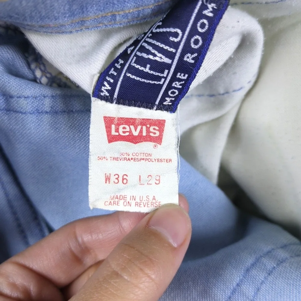 Vintage Levis Orange Tab Jeans Mens 38x29 Light Blue 80s Skosh More Room